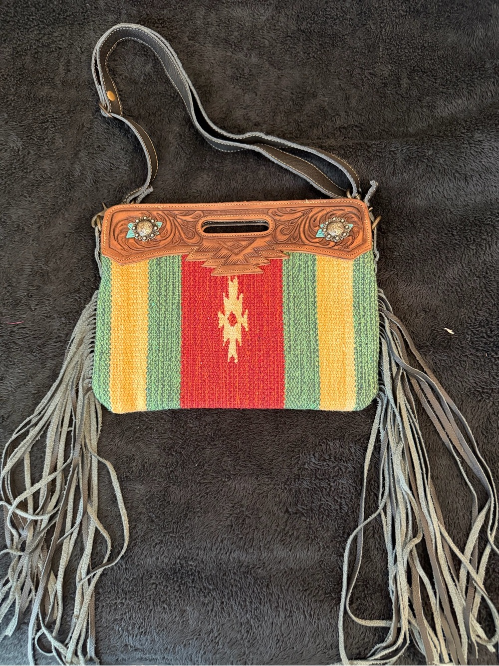 Myra Bag Multicolor Southwestern Fringe Shoulder Bag